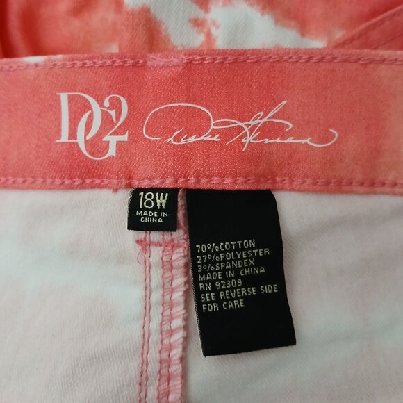 NWT DG2 Diane Gilman Pants Plus Size 18 W Pink Tie Dye Slim Stretch - Picture 9 of 10